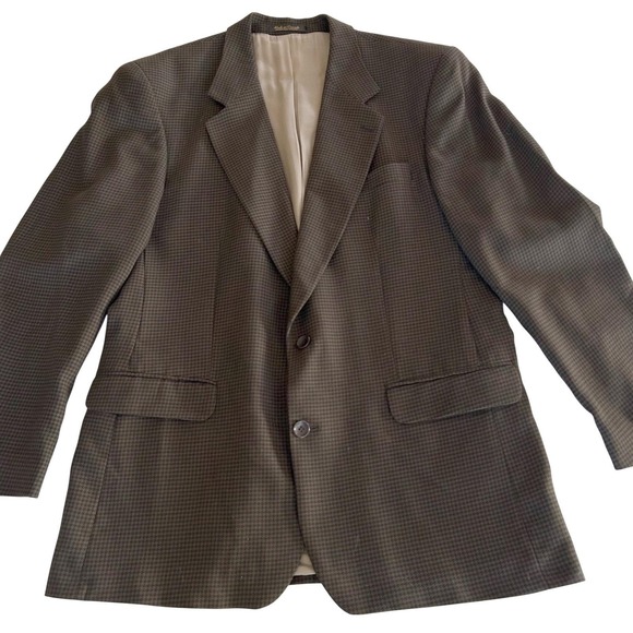 Brandini Other - Mens Vintage Sport Coat Brown Houndstooth Wool Blazer 42R Academic Brandini
